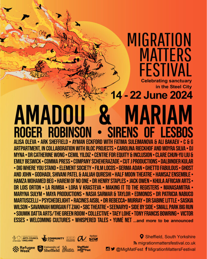 This image is a poster for Carers on the Move - Interactive Talk at the Migration Matters Festival 2024