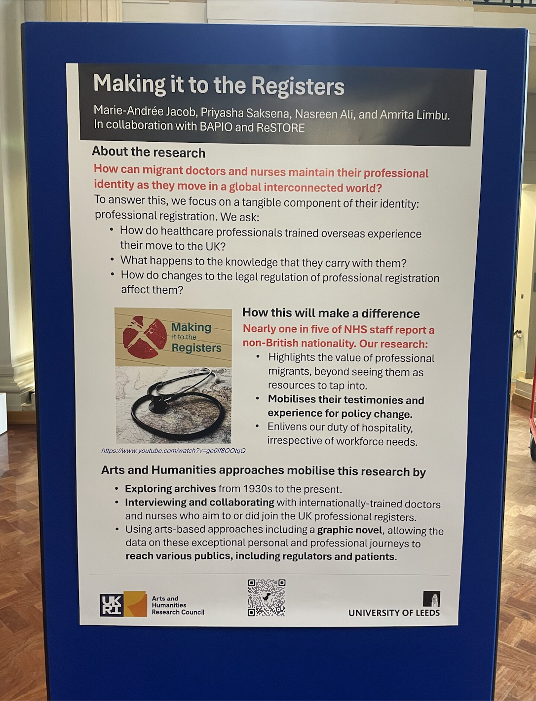 Poster presentation at the AHRC-funded Research Showcase