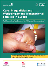 This is an image of a report cover: Care, inequalities and wellbeing among transnational families in Europe. The report can be found here: https://campaignmonitor.leeds.ac.uk/t/y-l-cwzld-dhitldhiit-b/