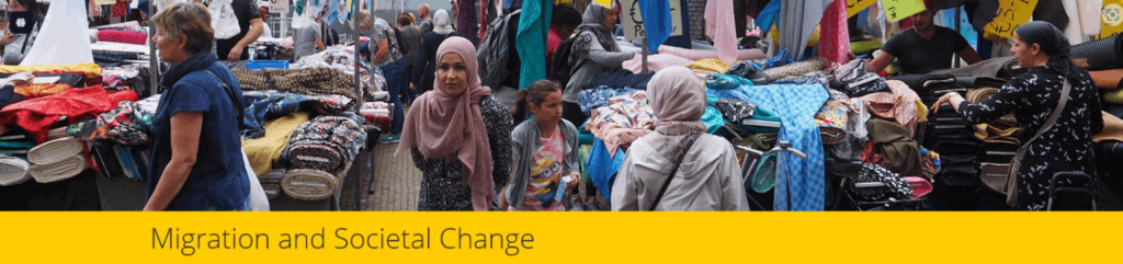 An image of a street view at Utrecht with the theme "Migration and Societal Change".