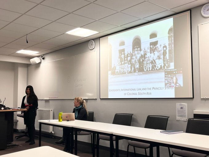 This is an image of Dr Priyasha Saksena with Professor Marie-Andrée Jacob at the roundtable and panel discussion